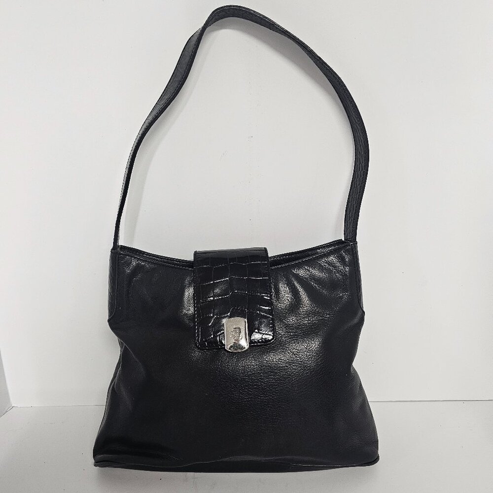 Lauren Ralph Lauren Bag Shoulder Black Leather Classic Embossed